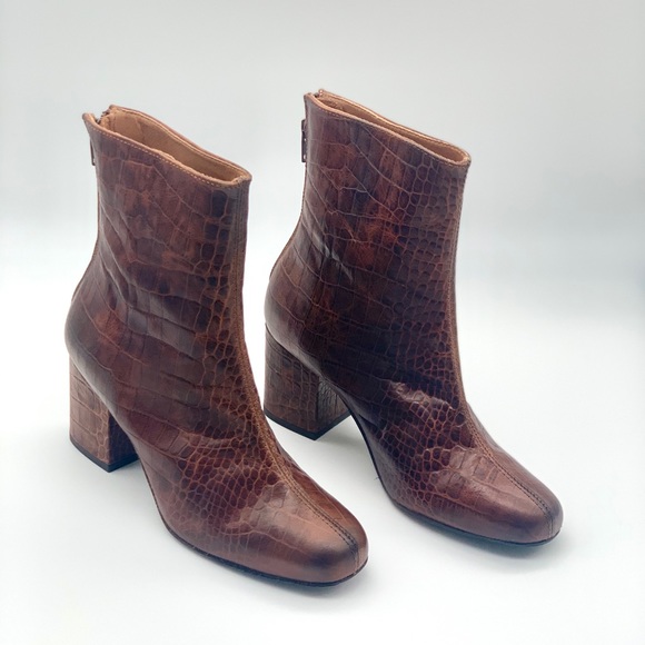 Free People Cecile Croc-Print Leather Ankle Bootie - Picture 8 of 11